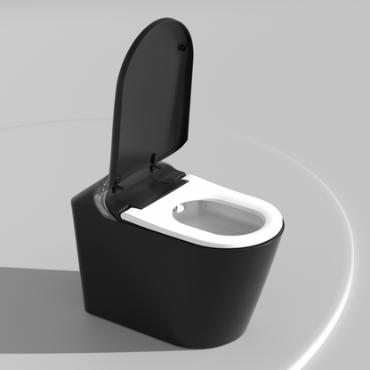 Smart Toilet Matte Black Bidet Built-In Auto Lid Heated Seat 1.28 GPF