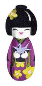 Kokeshi doll and Origami Crane Embroidery Iron On/Sew Patch