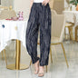 Vibrant Red & Blue Floral Cotton Linen Bloomers | Plus Size Breathable Mother Pants High-Waisted Comfort Slacks