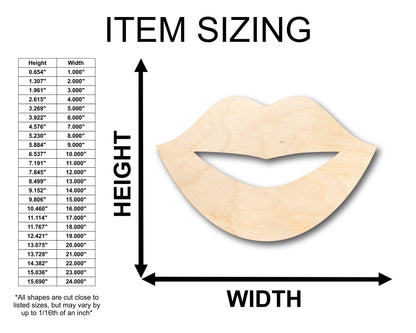 Unfinished Wood Lips Shape - Craft - up to 46" DIY