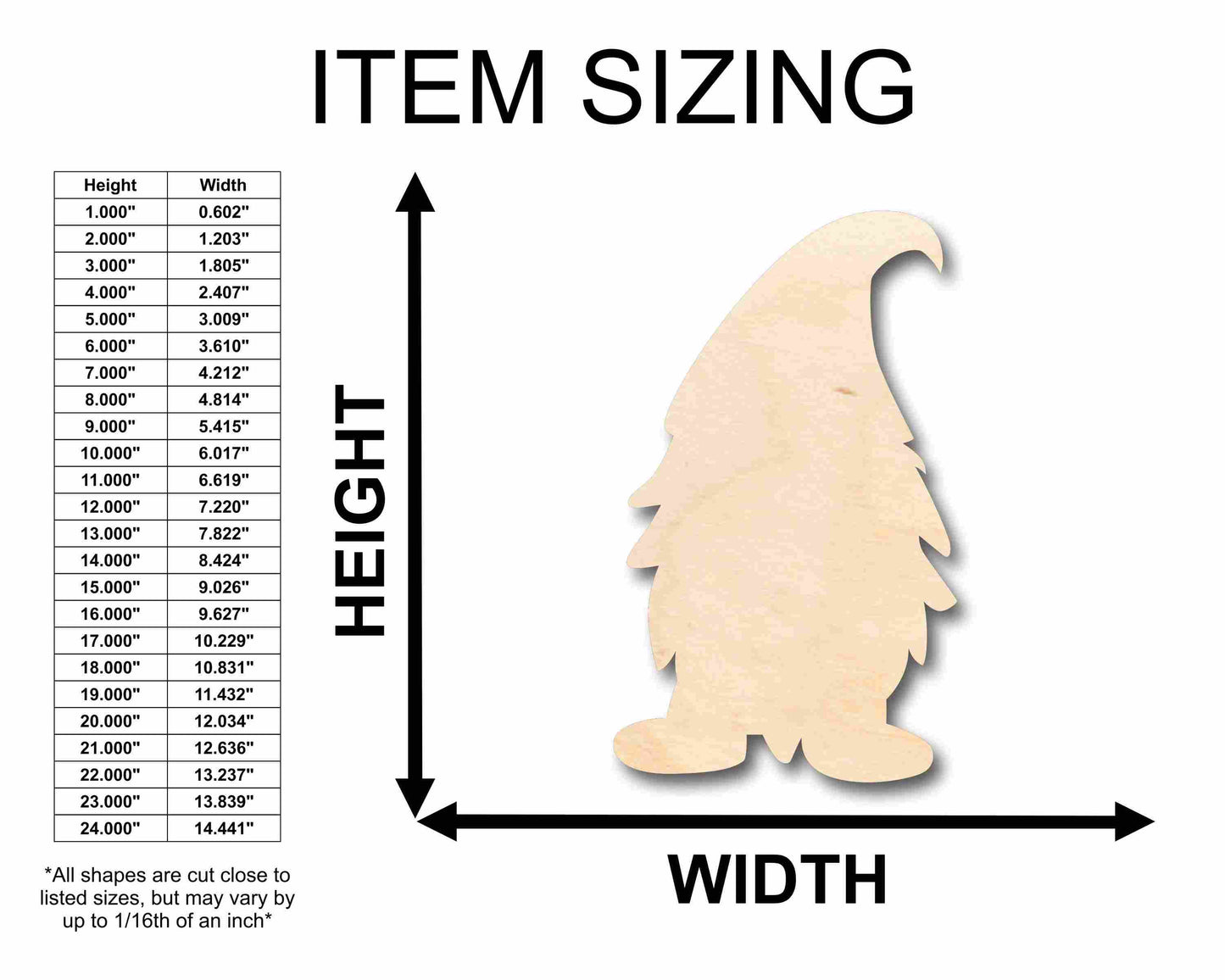Unfinished Wood Male Gnome Silhouette - Craft- up to 46" DIY
