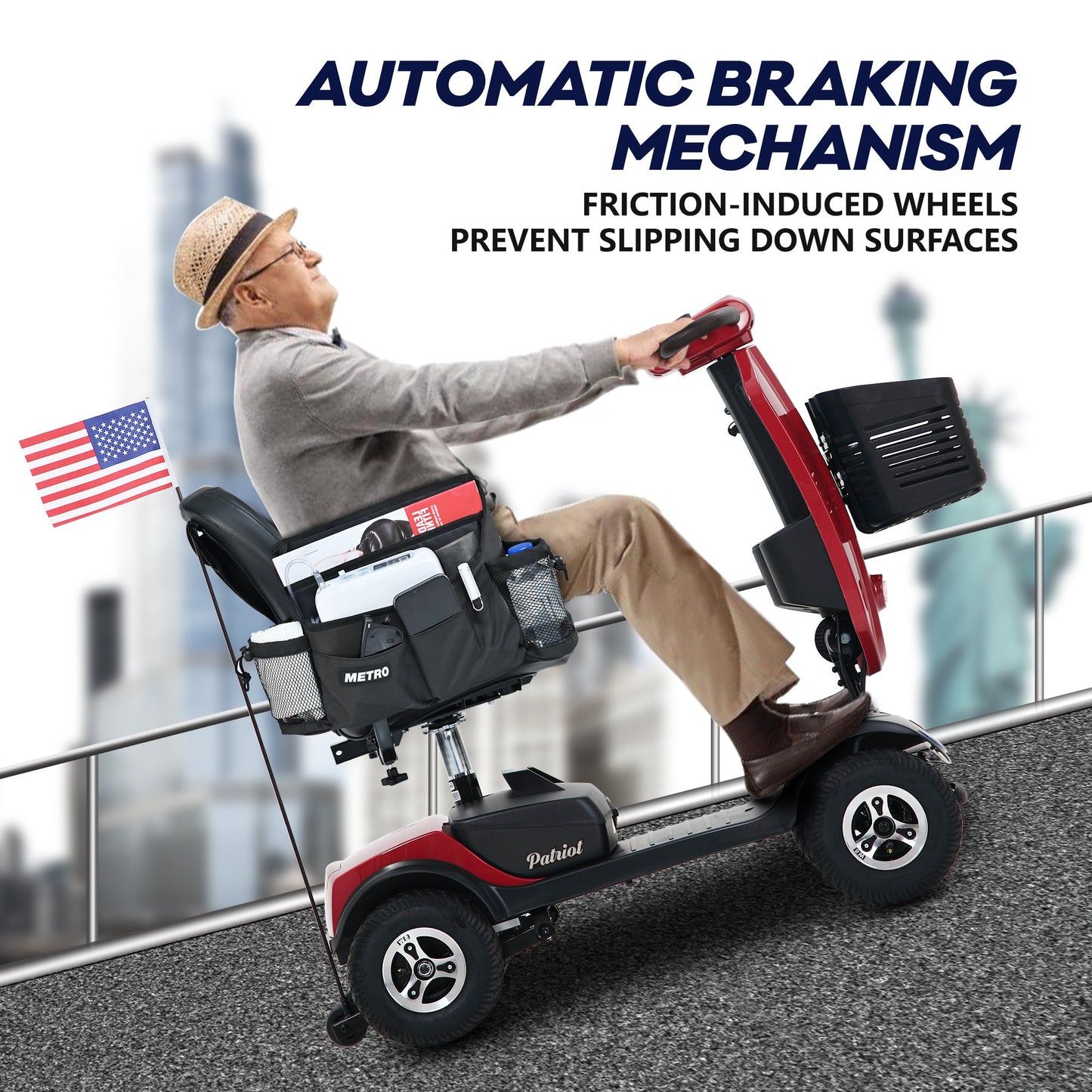 Compact Mobility Scooter 300W Outdoor Front Basket USB Charging