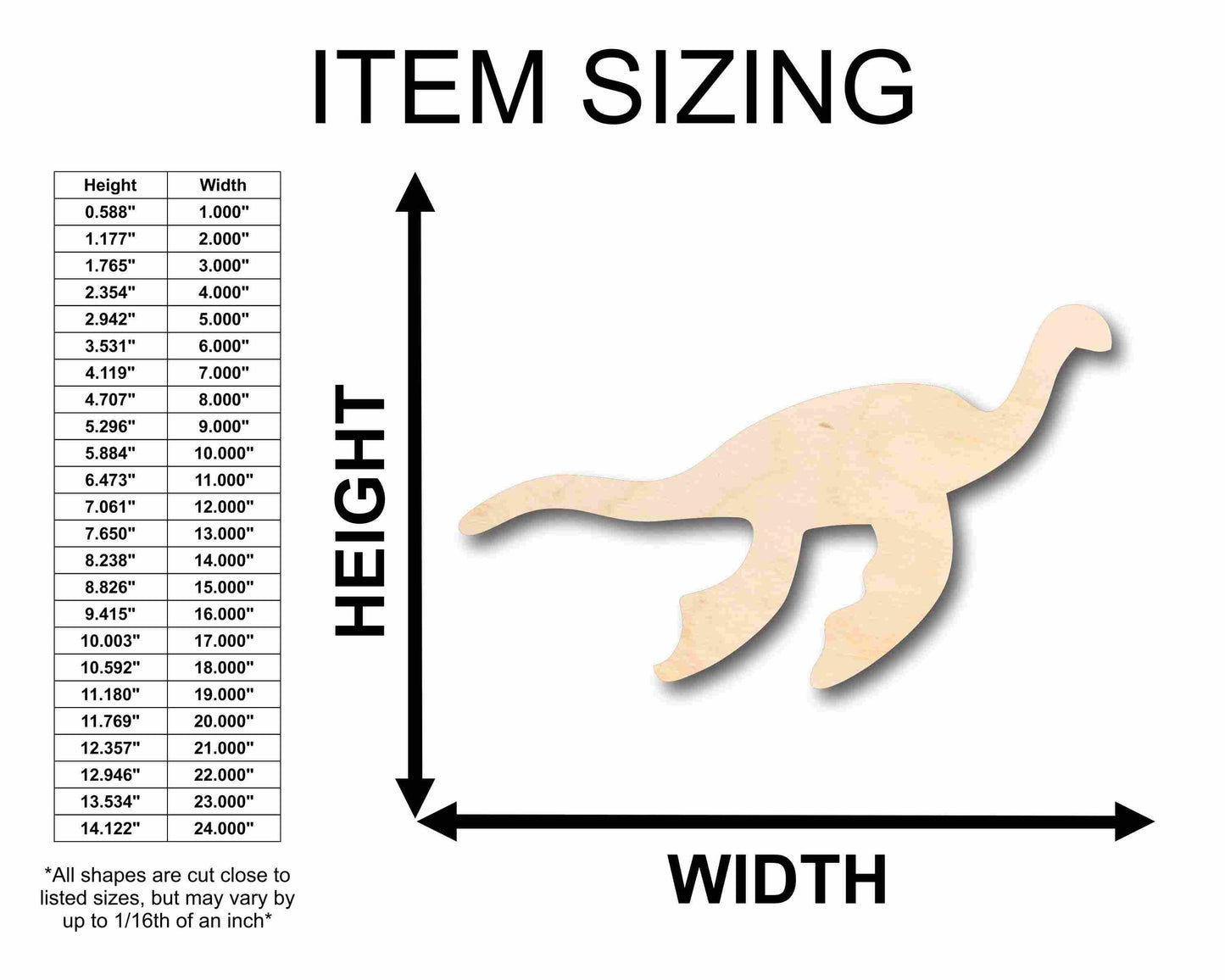 Unfinished Wood Marine Dinosaur Silhouette - Craft- up to 46" DIY