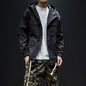Men's plus size loose hooded drawstring jacket