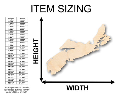Unfinished Wood Nova Scotia Shape - Craft - up to 46" DIY