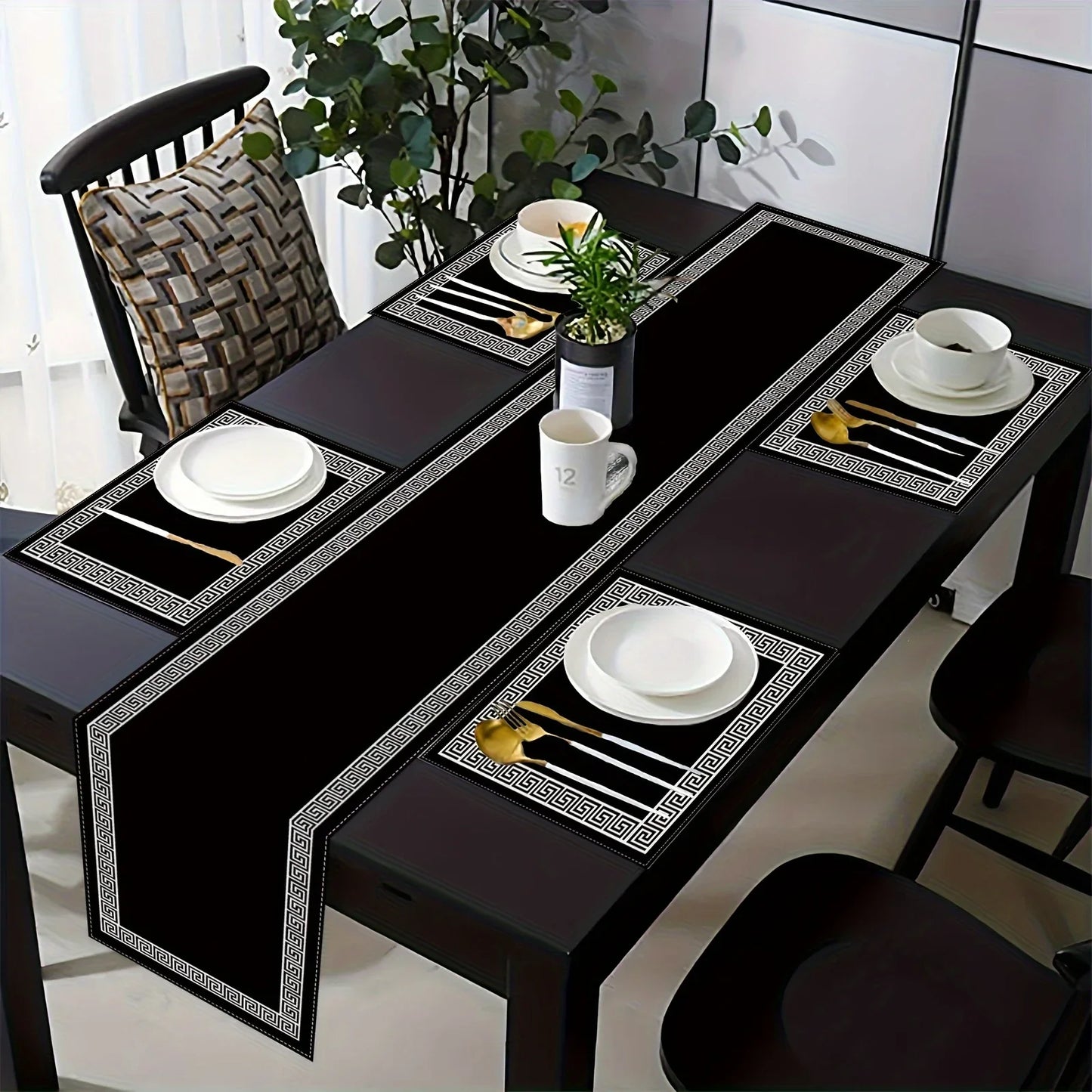 VIKAMA 5/7PC Luxury Geometric Placemat Table Flag Set Restaurant Cafe Decoration High-end Banquet Arrangement