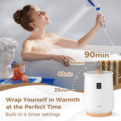 20L Large Heated Towel Warmer with LED Display and Button Control-White
