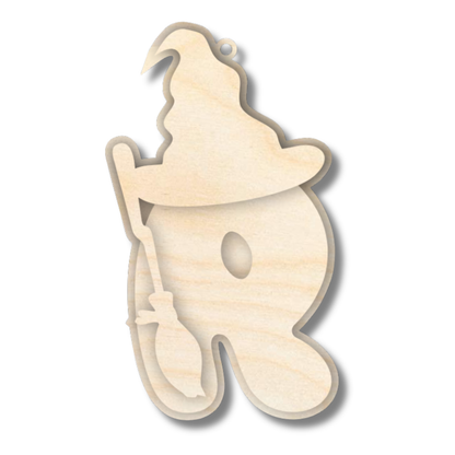 Unfinished Wood Layered Letter Halloween Witch Tags | A-Z | 3 Piece | 6" Tall | 1/8" Wood | Wood Craft DIY