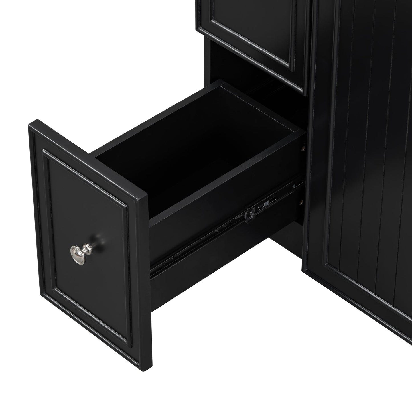 Transitional Bathroom Vanity Cabinet with Ceramic Sink, 24-Inch, Black, Solid...