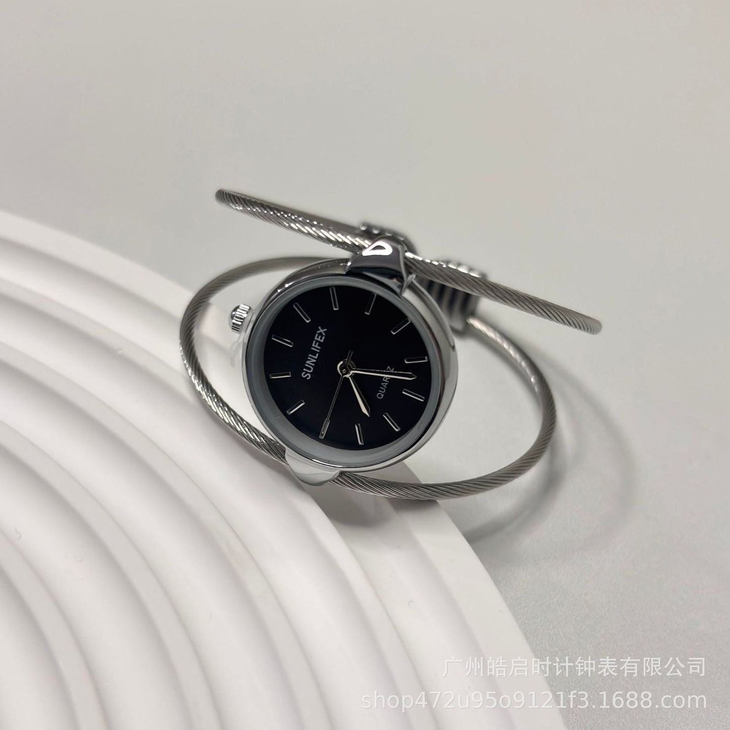 Womens Minimalist Open Bangle Watch