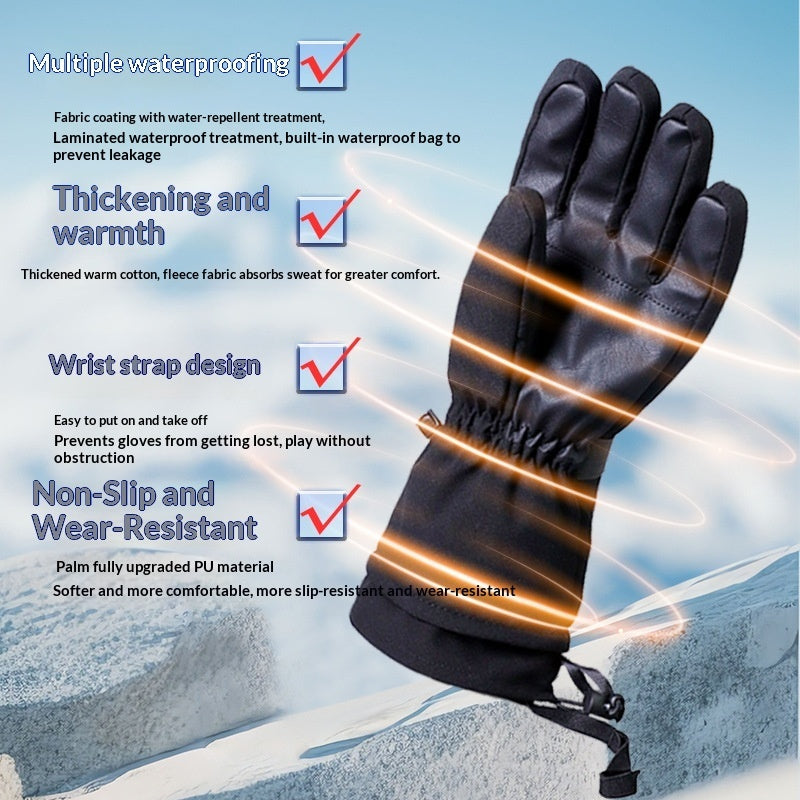 Outdoor Thickened Warm Waterproof And Anti-slip Finger Gloves
