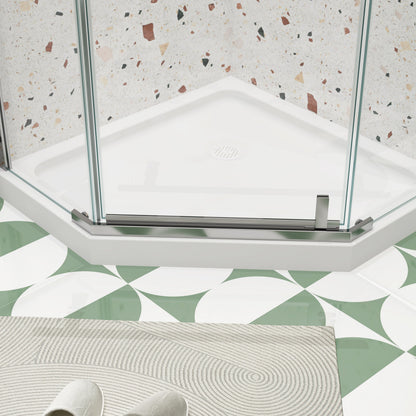 Pivot Shower Door 34.75 x 72 in. Frameless Neo-Angle Chrome, 1/4in Tempered