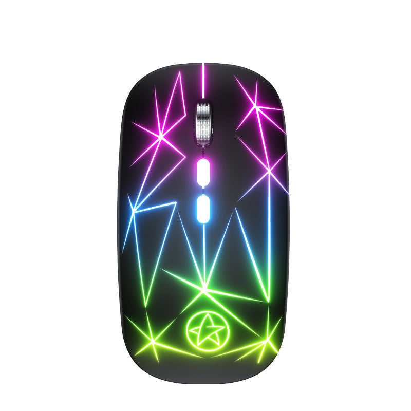 Wireless Bluetooth Mouse Dual-mode Luminous Charging Game Office 5-key Metal Roller