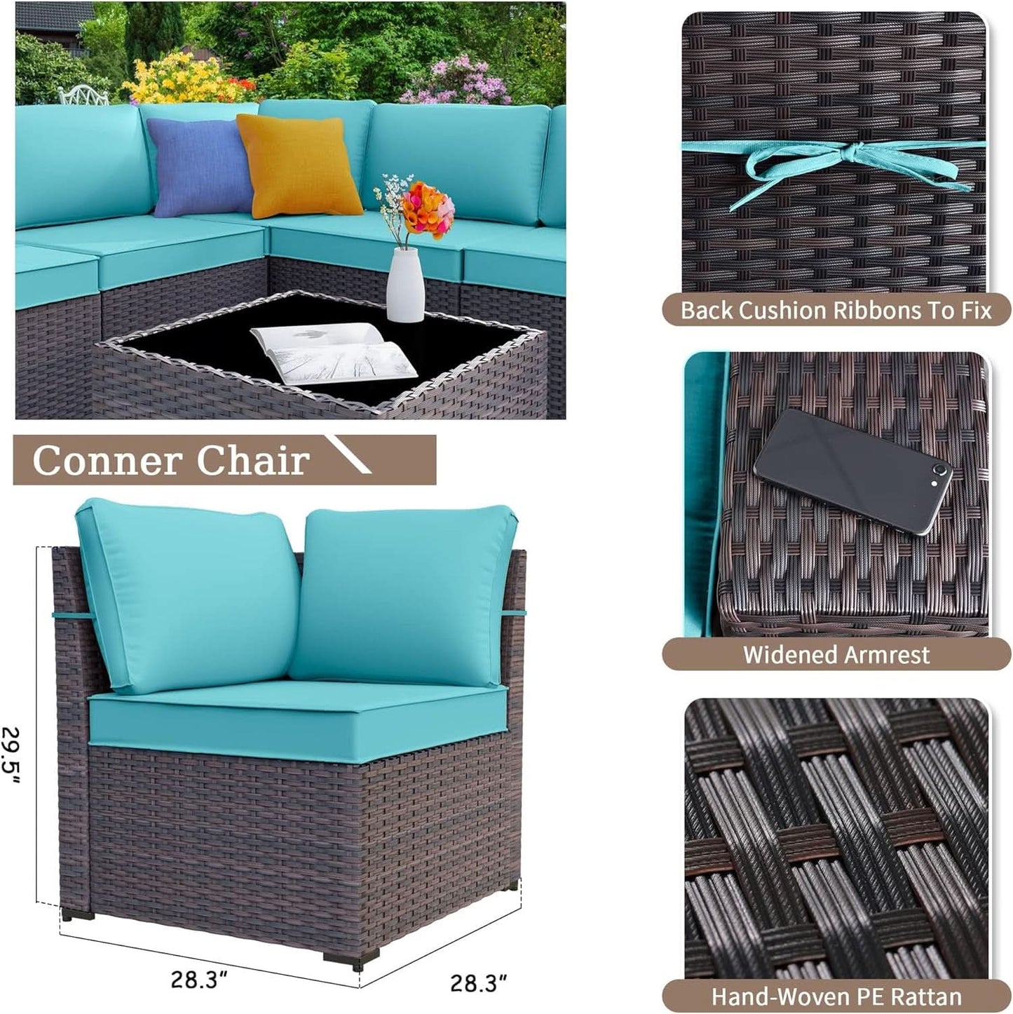 Rattan Patio Furniture Set With Fire Pit Table
