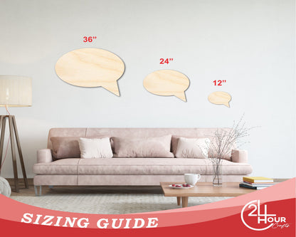 Unfinished Wood Speech Bubble Shape | Craft Cutout | up to 46" DIY