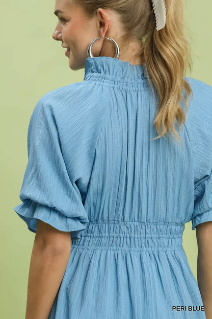 Umgee Ruffle V-Neck Midi Dress
