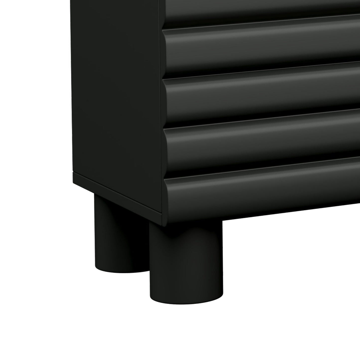 TV Stand Wavy Door Black MDF 4-Cabinet Cylindrical Legs Fits 70 In TV