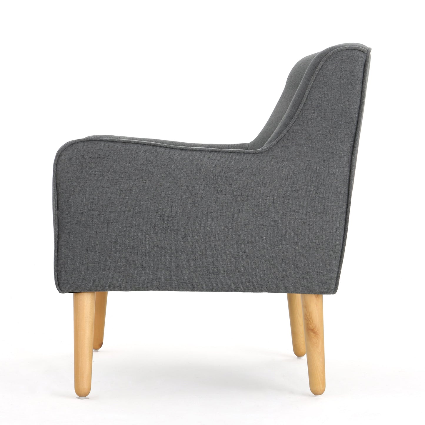 Accent Chair Mid-Century Charcoal Fabric Tufted Back Wood Legs 25x30x31 In