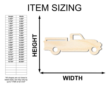 Unfinished Wood Vintage Pickup Truck Shape - Vehicle Truck Craft - up to 46" DIY