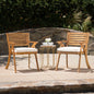 Outdoor Dining Chair Acacia Wood Teak Cream Cushion Set 2 27.5