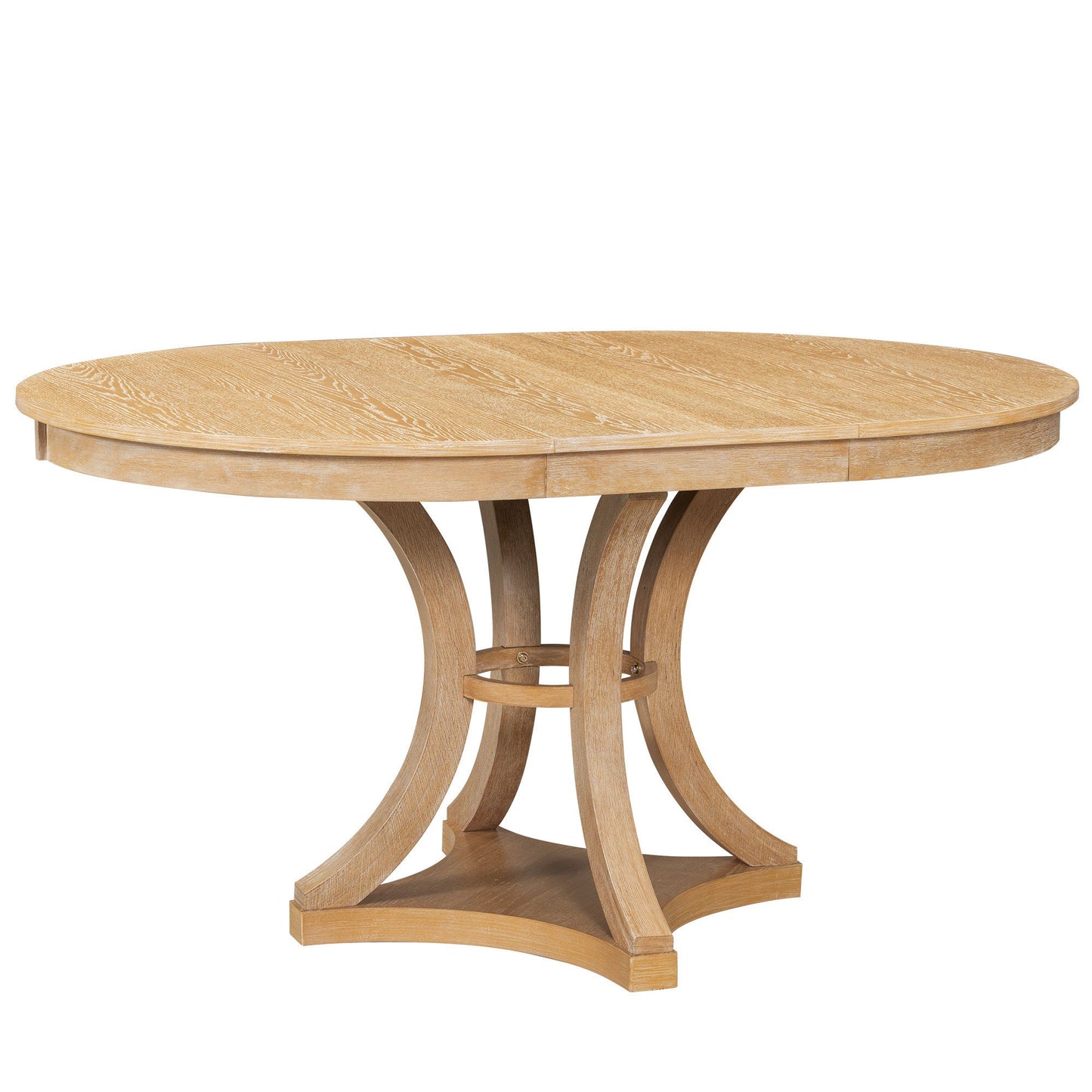 5-Piece Retro Functional Dining Table Set Extendable Round Table and 4