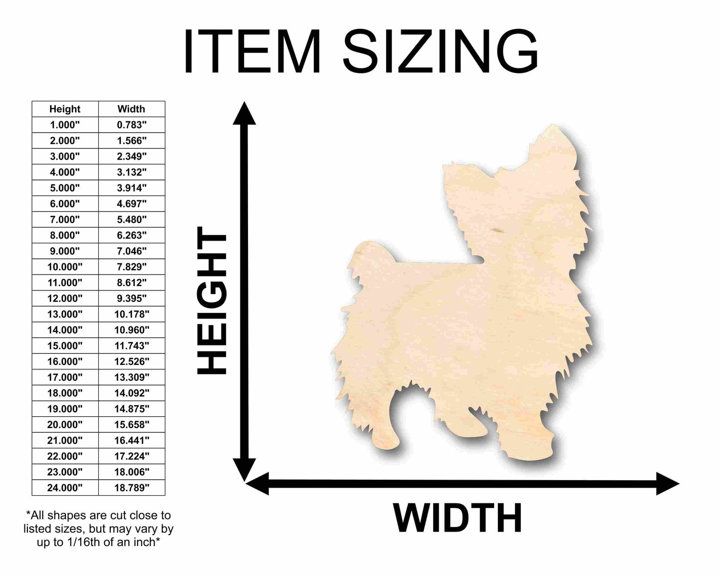 Unfinished Wood Yorkie Silhouette - Craft- up to 46" DIY