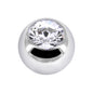 Solid 14k White Gold Cubic Zirconia Replacement Ball  4.5mm - 14G