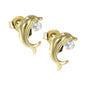 Solid 14K Gold Cubic Zirconia DOLPHIN Earrings