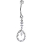 16G Solid 14K White Gold CIRCULAR INDULGENCE Cubic Zirconia Belly Ring