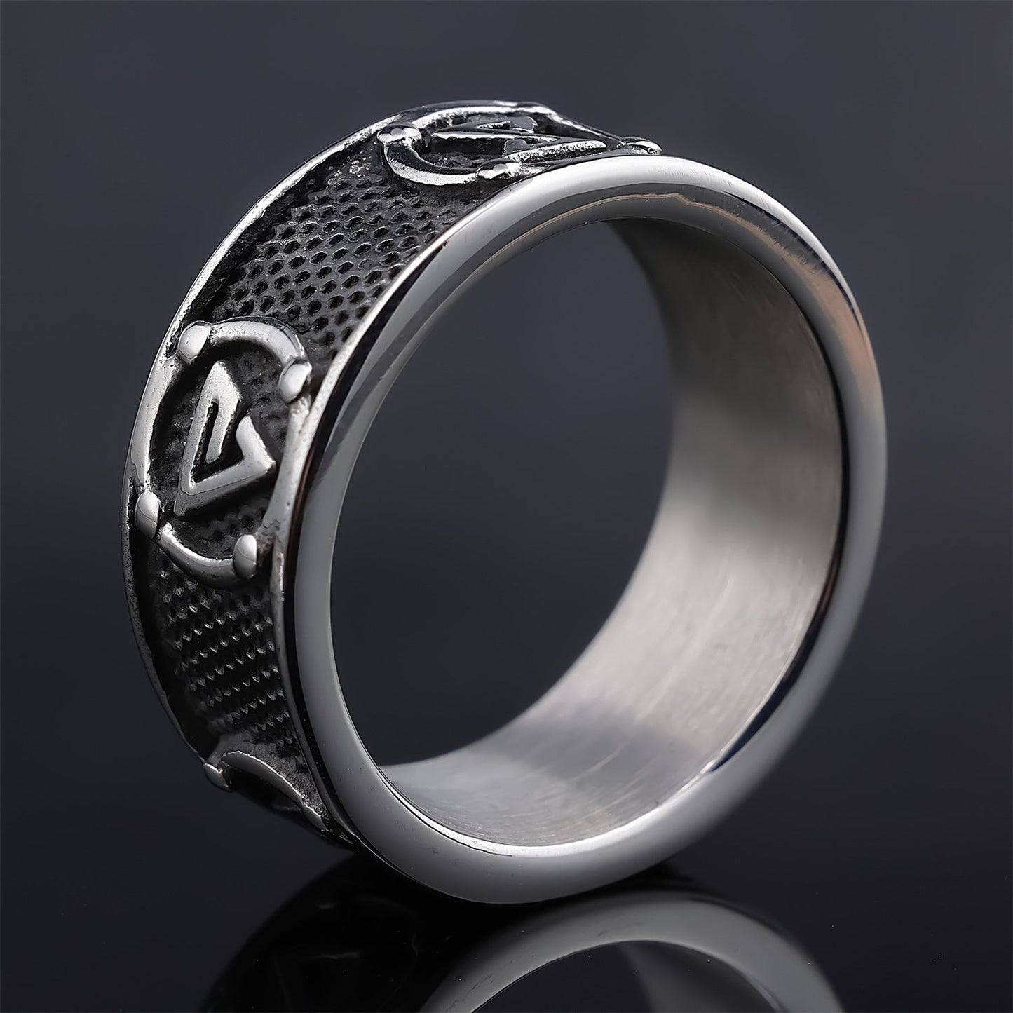 Retro-textured Personalized Stainless Steel Ring