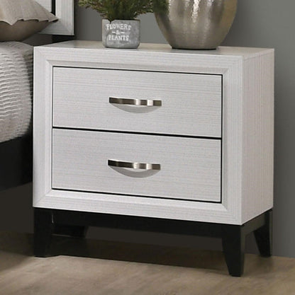 Two Tone Nightstand with 2 Drawers, Wooden Legs, White Finish, Bedroom