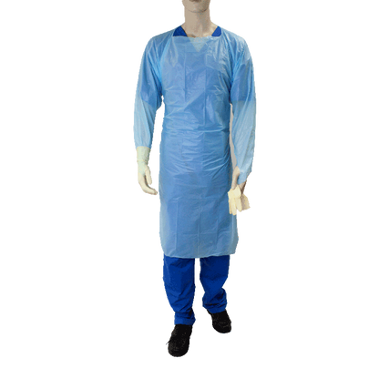 Dynarex CPE Thumb Loop Isolation Gown, Blue - 15ea/bx, 5bxs/case (75 Count)