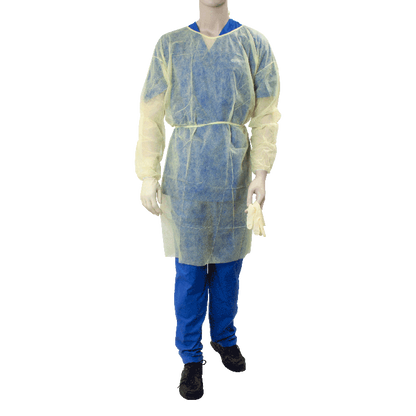 Dynarex Isolation Gown Fluid Resistant, Universal, Yellow - 5ea/bx, 10bxs/case (50 Count)