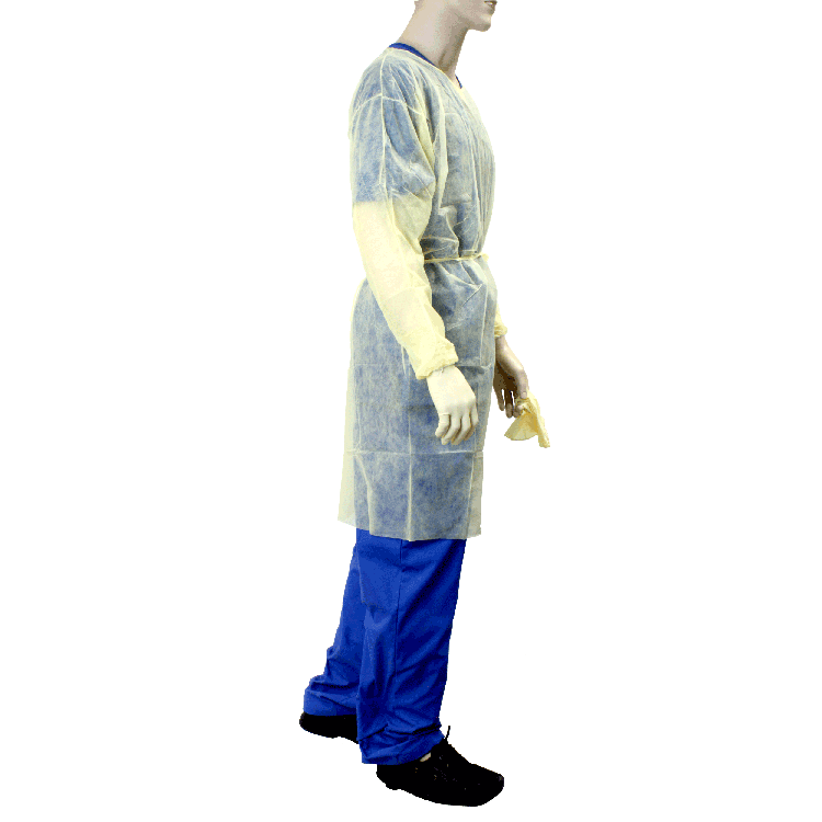 Dynarex Isolation Gown Fluid Resistant, Universal, Yellow - 5ea/bx, 10bxs/case (50 Count)