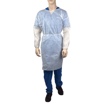 Dynarex Isolation Gown Poly - Coated Barrier, Universal, White - 5ea/bx, 10bxs/case (50 Count)