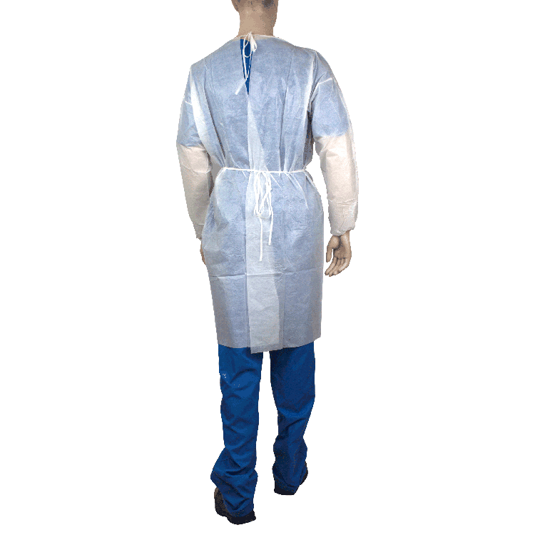 Dynarex Isolation Gown Poly - Coated Barrier, Universal, White - 5ea/bx, 10bxs/case (50 Count)
