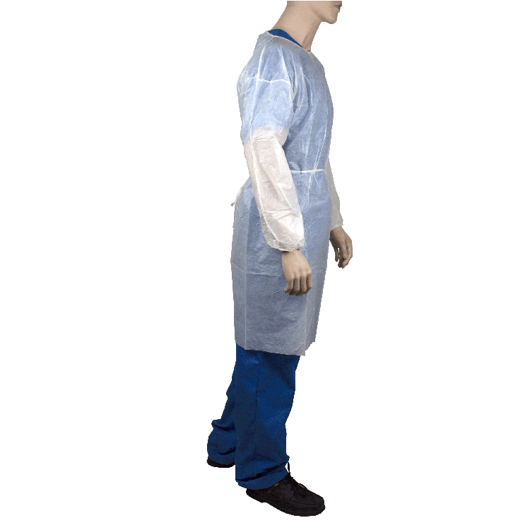 Dynarex Isolation Gown Poly - Coated Barrier, Universal, White - 5ea/bx, 10bxs/case (50 Count)