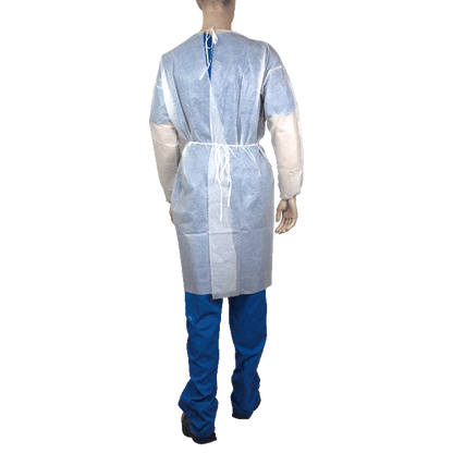 Dynarex Isolation Gown Poly - Coated Barrier, XX-Large, White - 5ea/bx, 10bxs/case (50 Count)