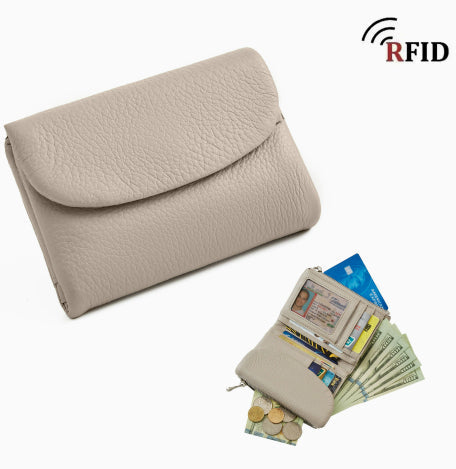 Japanese-style Short Wallet For Women Made From Top-layer Cowhide With A Premium Feel