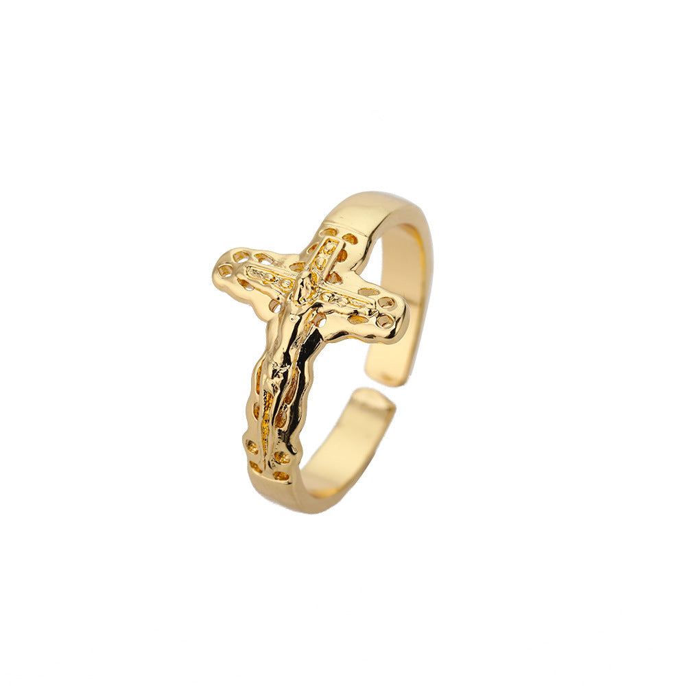 Geometric Line-cut Hollow Mens And Womens Ring