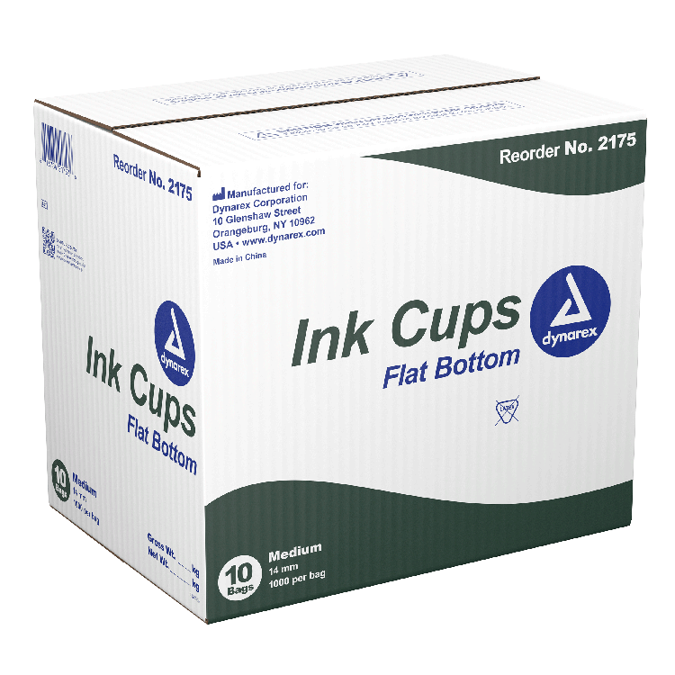 Dynarex Ink Cups - Flat bottom, 14 mm, Medium 1000ea/bag, 10bags/case (10000 Count)