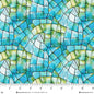 Turquoise/Green Kaleidoscope Stained Glass Cotton Wideback Fabric Per Yard