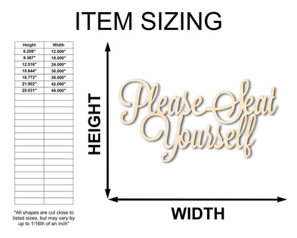 Unfinished Wood Please Seat Yourself Shape - DIY Wedding Craft - up to 46"