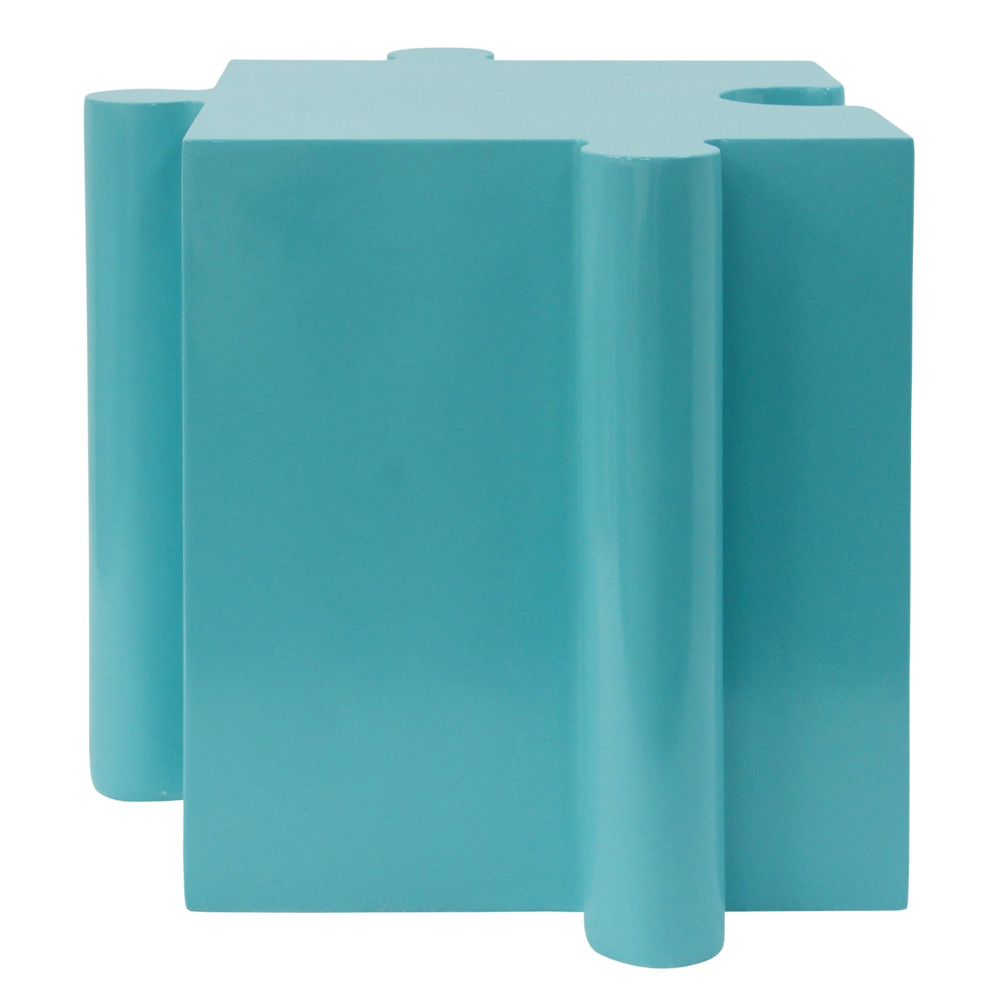 Puzzle Art Side Table Modular Convex Edge MGO Table Indoor and Outdoor Light Blue