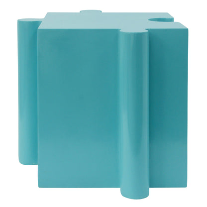 Puzzle Art Side Table Modular Convex Edge MGO Table Indoor and Outdoor Light Blue