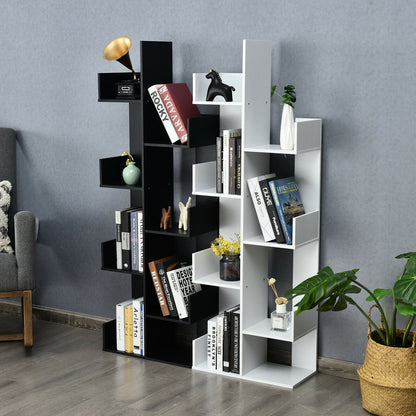 8-Tier Bookshelf Bookcase with 8 Open Compartments Space-Saving Storage Rack
