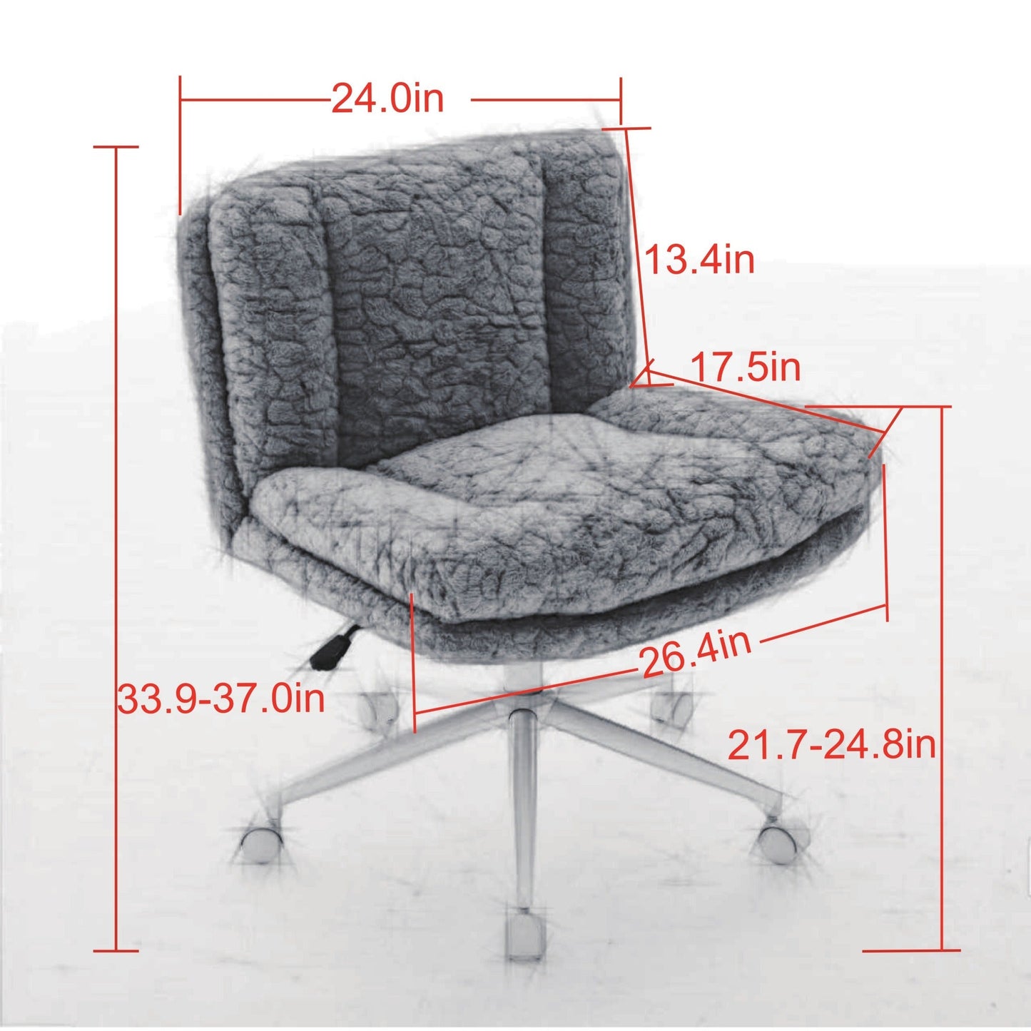 Swivel Chair Faux Alpaca Pink Wide 26.4 In Seat 360 Degree Height Adjust