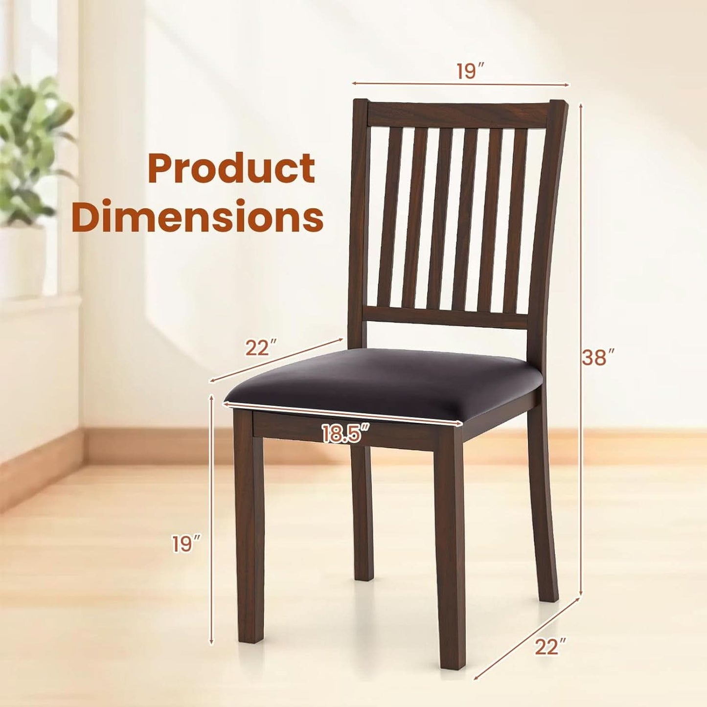 Espresso Slat Back Dining Chairs Set Of 2 For Dining Room