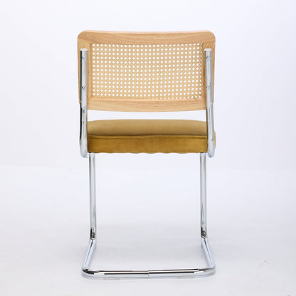 Mid Century Modern Dining Chairs Set of 2, Velvet Accent Chairs with Natural