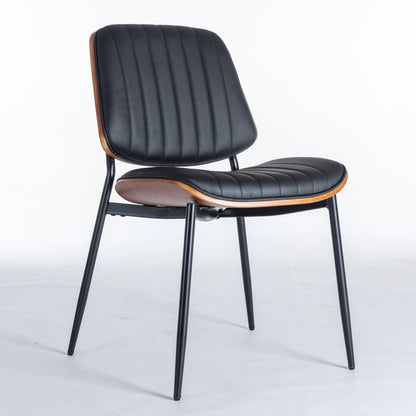 Dining Chairs Set of 2 Mid Century Modern Retro Faux Leather Chair with Walnut